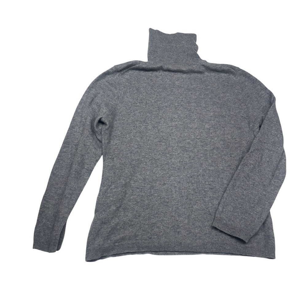 Garnet Hill Gray 100% Cashmere Turtleneck Sweater XL soft warm layering